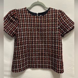 Never a wallflower top size S twed jewel neck